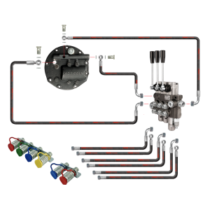 Rozdzielacz hydrauliczny 3 sekcyjny z sekcją pływającą w zestawie ze wzmacnianą pompą i nowego typu pokrywą z wyjściem na rozdzielacz zewnętrzny do ciągnika Ursus C-360 C-360-3P