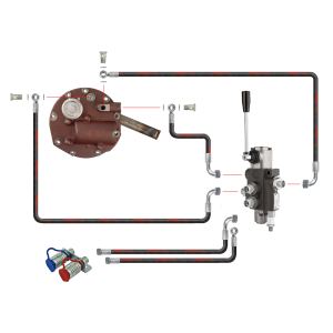 Innowacyjna hydraulika do Zetora 5211 7211. Rozdzielacz hydrauliczny 1 sekcyjny, kompletna pokrywa pompy z wyjściem na rozdzielacz zewnętrzny, wzmocniona pompa hydrauliczna, wspornik napędu, filtr i akcesoria