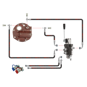 Innowacyjna hydraulika do Zetora 5211 7211. Rozdzielacz hydrauliczny 1 sekcyjny, kompletna pokrywa pompy z wyjściem na rozdzielacz zewnętrzny