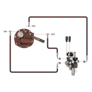 Innowacyjna hydraulika do Zetora 5211 7211. Rozdzielacz hydrauliczny 2 sekcyjny z sekcją pływającą, kompletna pokrywa pompy z wyjściem na rozdzielacz zewnętrzny, wzmocniona pompa hydrauliczna, wspornik napędu, filtr i akcesoria