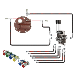 Innowacyjna hydraulika do Zetora 5211 7211. Rozdzielacz hydrauliczny 3 sekcyjny, kompletna pokrywa pompy z wyjściem na rozdzielacz zewnętrzny