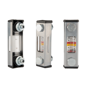 Wskaźnik poziomu oleju w zbiorniku w zestawie z termometrem typ LVA rozstaw otworów 76mm gwint M10x1.5