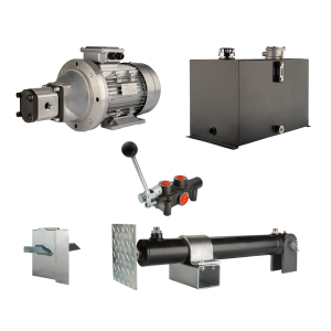 Hydraulika do łuparki do drewna moc łupania: 8 ton czas cyklu łupania: 9-12 sekund. Siłownik pompa silnik zbiornik 75 litrów rozdzielacz 1 sekcyjny