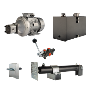 Hydraulika do łuparki do drewna moc łupania: 8 ton czas cyklu łupania: 14-17 sekund. Siłownik pompa silnik zbiornik 75 litrów rozdzielacz 1 sekcyjny