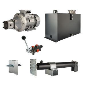 Hydraulika do łuparki do drewna moc łupania: 8 ton czas cyklu łupania: 14-17 sekund. Siłownik pompa silnik zbiornik 100 litrów rozdzielacz 1 sekcyjny