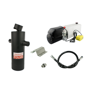 Hydraulika do przyczepy wywrotki, kipra. Zestaw do wywrotu: zasilacz 24V + siłownik skok 1200 udźwig do 10 ton