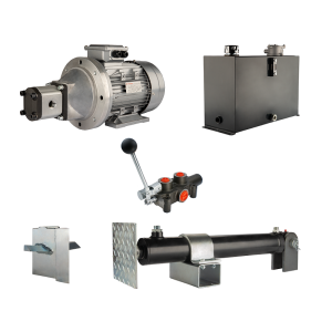 Hydraulika do łuparki do drewna moc łupania: 12 ton czas cyklu łupania: 9-12 sekund. Siłownik pompa silnik zbiornik 45 litrów rozdzielacz 1 sekcyjny