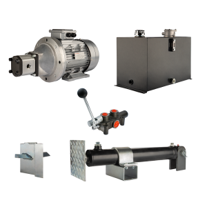 Hydraulika do łuparki do drewna moc łupania: 12 ton czas cyklu łupania: 18-21 sekund. Siłownik pompa silnik zbiornik 75 litrów rozdzielacz 1 sekcyjny