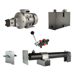 Hydraulika do łuparki do drewna moc łupania: 16 ton czas cyklu łupania: 11-14 sekund. Siłownik pompa silnik zbiornik 45 litrów rozdzielacz 1 sekcyjny