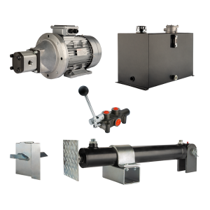 Hydraulika do łuparki do drewna moc łupania: 16 ton czas cyklu łupania: 11-14 sekund. Siłownik pompa silnik zbiornik 75 litrów rozdzielacz 1 sekcyjny
