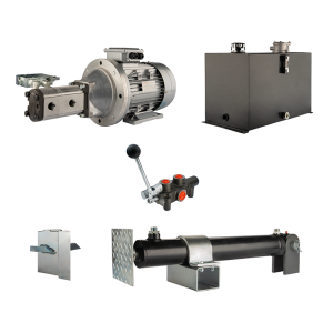 Hydraulika do łuparki do drewna moc łupania: 16 ton czas cyklu łupania: 17-20 sekund. Siłownik pompa silnik zbiornik 75 litrów rozdzielacz 1 sekcyjny