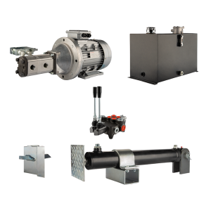 Hydraulika do łuparki do drewna moc łupania: 19 ton czas cyklu łupania: 10-13 sekund. Siłownik pompa silnik zbiornik 75 litrów rozdzielacz 2 sekcyjny