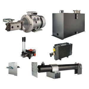 Hydraulika do łuparki do drewna moc łupania: 18 ton czas cyklu łupania: 12-16 sekund. Siłownik pompa silnik zbiornik 100 litrów rozdzielacz 2 sekcyjny dodatkowe chłodzenie