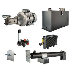 Hydraulika do łuparki do drewna moc łupania: 16 ton czas cyklu łupania: 17-20 sekund. Siłownik pompa silnik zbiornik 100 litrów rozdzielacz 2 sekcyjny dodatkowe chłodzenie