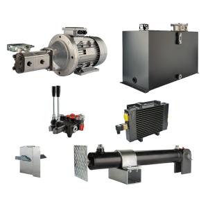 Hydraulika do łuparki do drewna moc łupania: 12 ton czas cyklu łupania: 17-20 sekund. Siłownik pompa silnik zbiornik 100 litrów rozdzielacz 2 sekcyjny dodatkowe chłodzenie