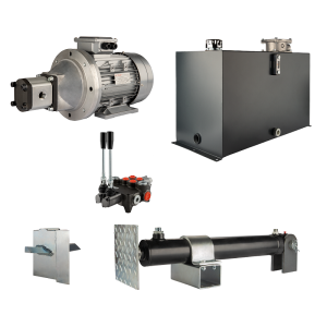 Hydraulika do łuparki do drewna moc łupania: 12 ton czas cyklu łupania: 11-14 sekund. Siłownik pompa silnik zbiornik 100 litrów rozdzielacz 2 sekcyjny