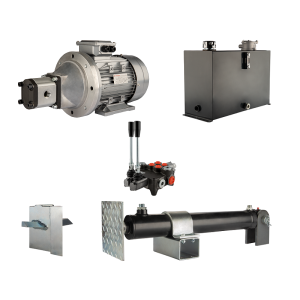 Hydraulika do łuparki do drewna moc łupania: 10 ton czas cyklu łupania: 9-12 sekund. Siłownik pompa silnik zbiornik 45 litrów rozdzielacz 2 sekcyjny