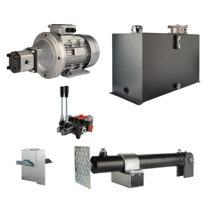 Hydraulika do łuparki do drewna moc łupania: 8 ton czas cyklu łupania: 9-12 sekund. Siłownik pompa silnik zbiornik 100 litrów rozdzielacz 2 sekcyjny