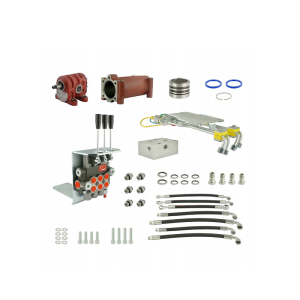 Zestaw do przeróbki i rozbudowy podstawowej hydrauliki w ciągnikach ursus C-330 zestawie adapter, pompa żeliwna, tłok i cylinder podnośnika, rozdzielacz 3 sekcyjny, wsporniki, gniazda, węże i złącza.
