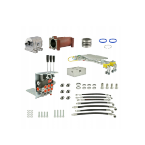 Zestaw do przeróbki i rozbudowy podstawowej hydrauliki w ciągnikach ursus C-330 w zestawie adapter, pompa aluminiowa, tłok i cylinder podnośnika, rozdzielacz 3 sekcyjny z sekcją pływającą, wsporniki, gniazda, węże i złącza.