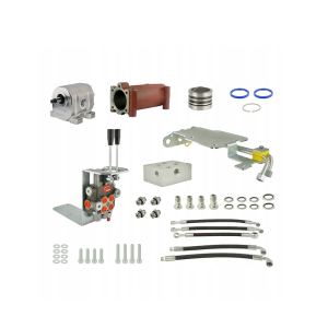 Zestaw do przeróbki i rozbudowy podstawowej hydrauliki w ciągnikach ursus C-330 w zestawie adapter, pompa aluminiowa, tłok i cylinder podnośnika, rozdzielacz 2 sekcyjny, wsporniki, gniazda, węże i złącza.